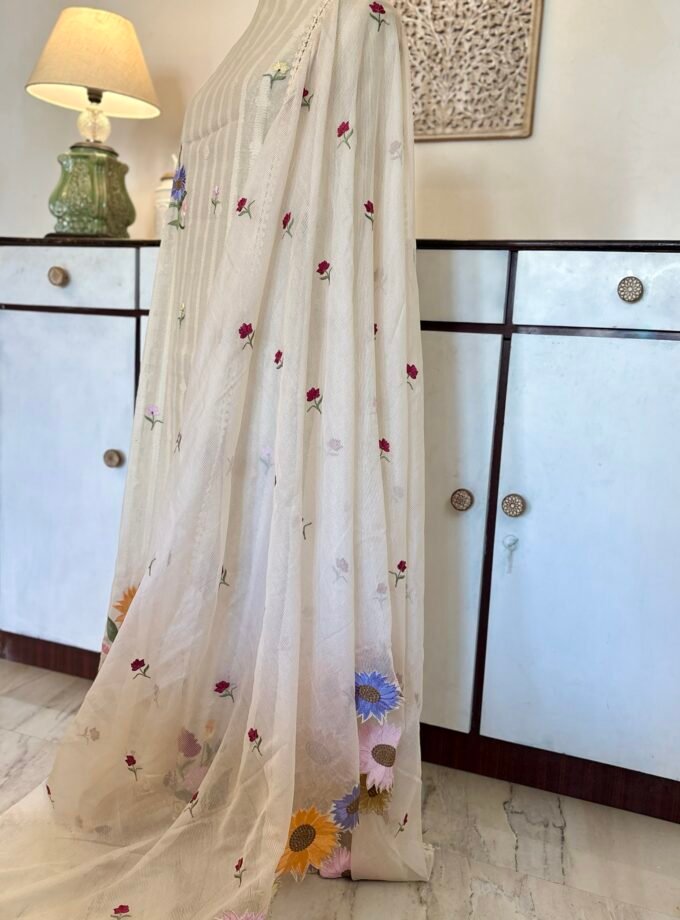 Embroidered Floral Pure Cotton Mul Salwar by Ikhtirah