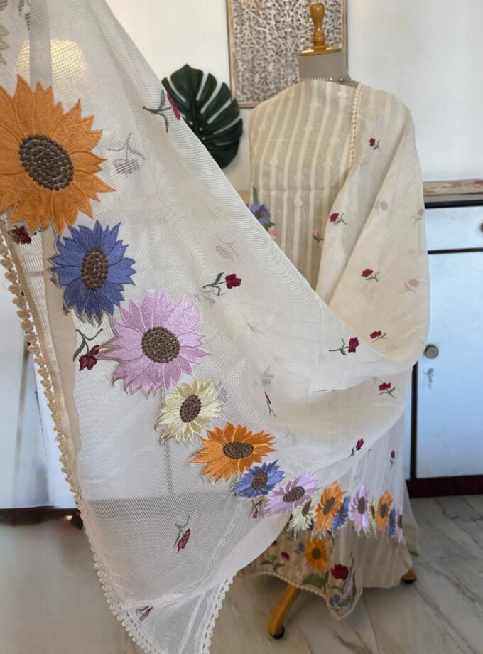 Embroidered Floral Pure Cotton Mul Salwar by Ikhtirah