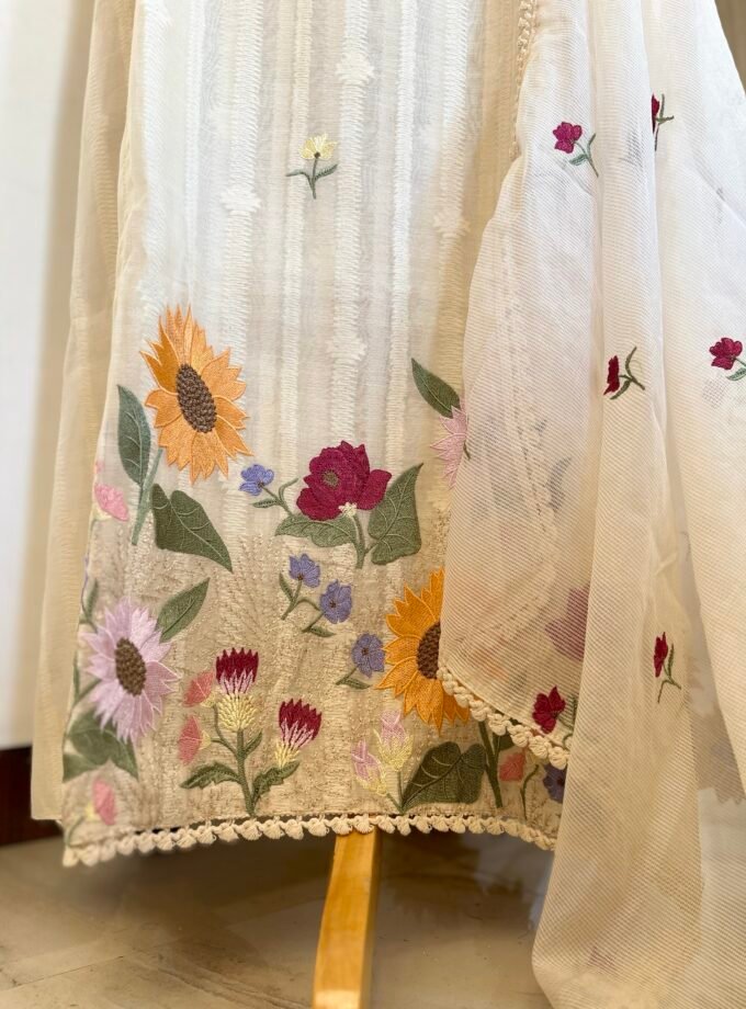 Embroidered Floral Pure Cotton Mul Salwar by Ikhtirah