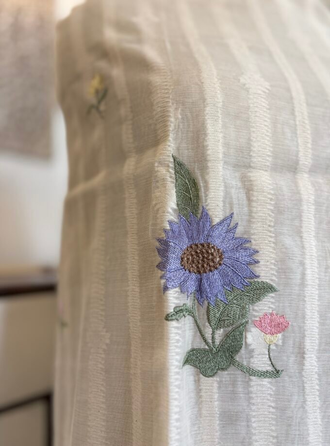 Embroidered Floral Pure Cotton Mul Salwar by Ikhtirah