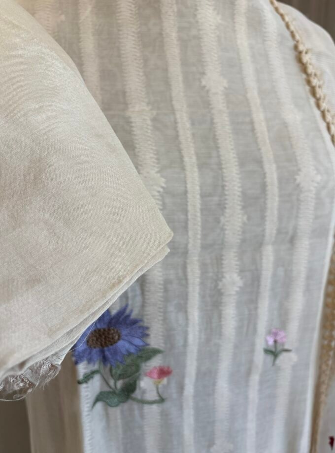 Embroidered Floral Pure Cotton Mul Salwar by Ikhtirah