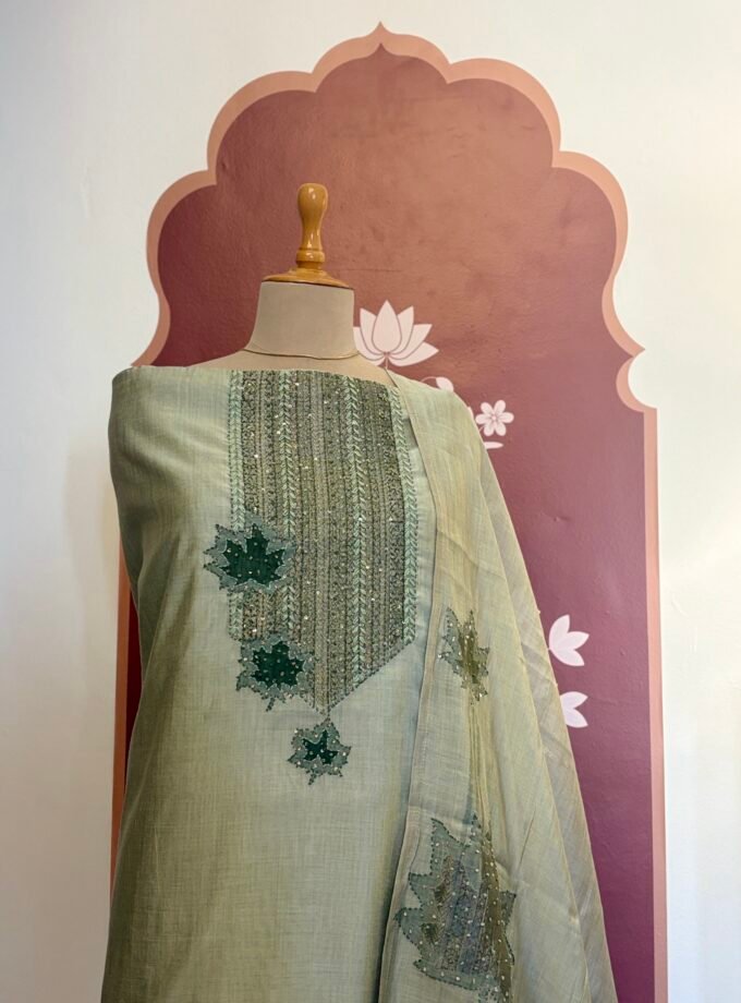 Handworked Chanderi Mul Salwars by Ikhtirah (Green)