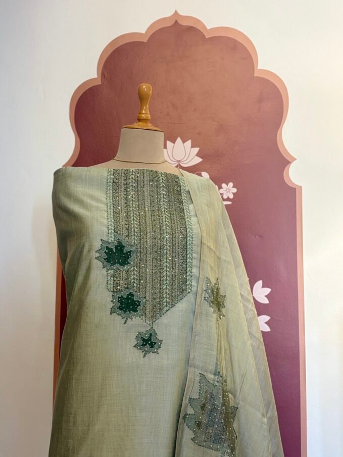Handworked Chanderi Mul Salwars by Ikhtirah (Green)