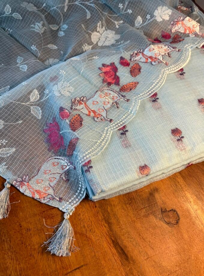 Pichwai Embroidered Pure Soft Cotton Kota Salwar by Ikhtirah (Blue)