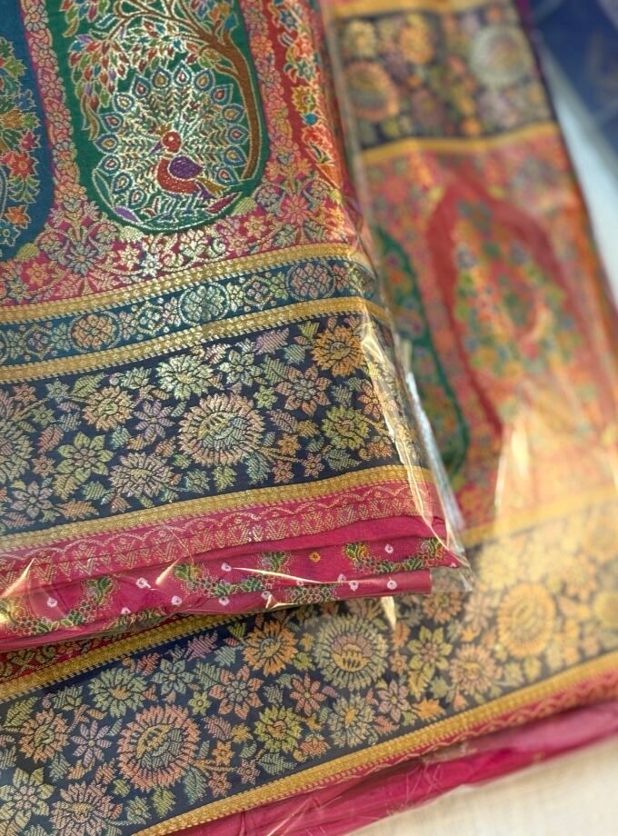 Meenakari Woven Habutai Silk Salwars by Ikhtirah