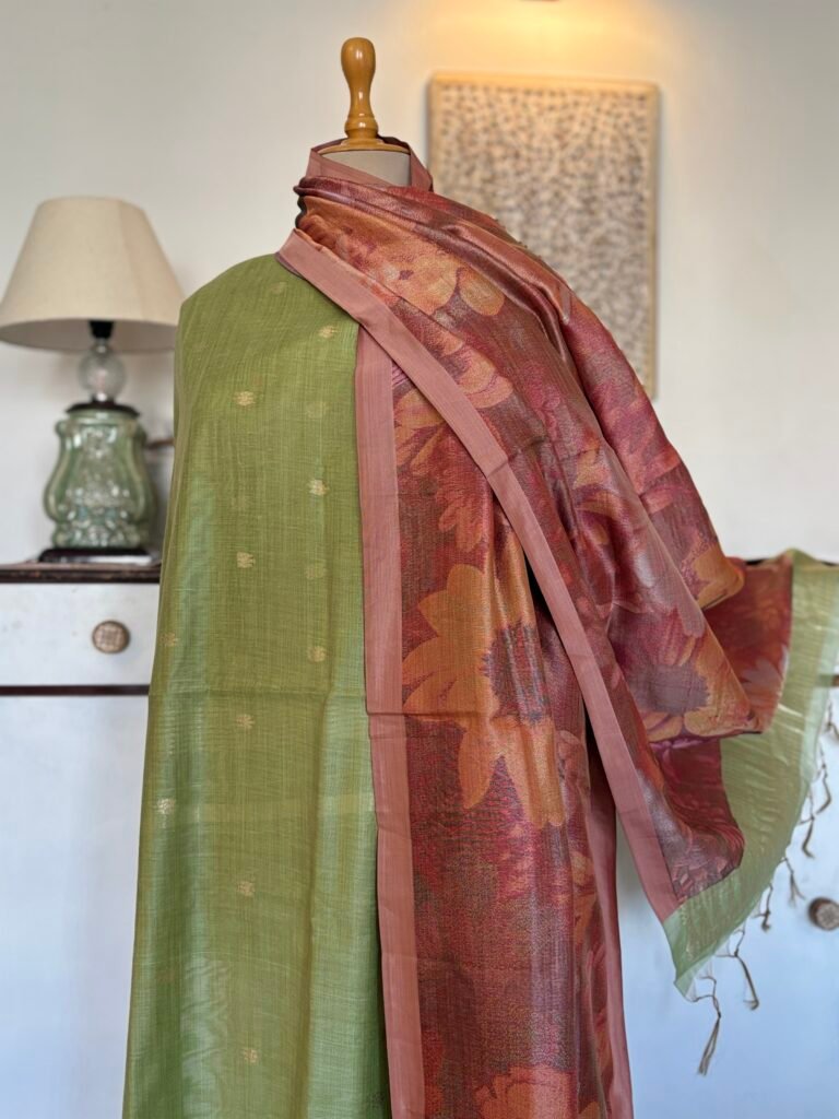 All over Woven (not printed) Pure Natural Fibre Chanderi Cotton Salwars by Ikhtirah