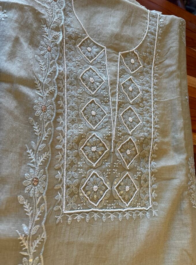 Mul Chanderi Hand-highlighted  Salwars by Ikhtirah (Green)