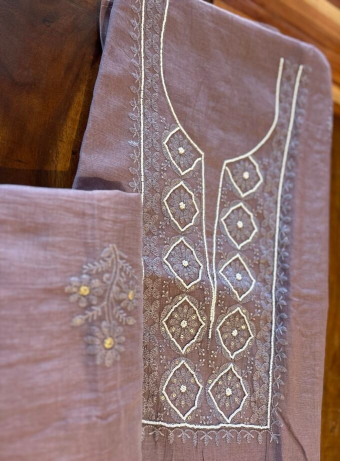 Mul Chanderi Hand-highlighted  Salwars by Ikhtirah (Lavender)
