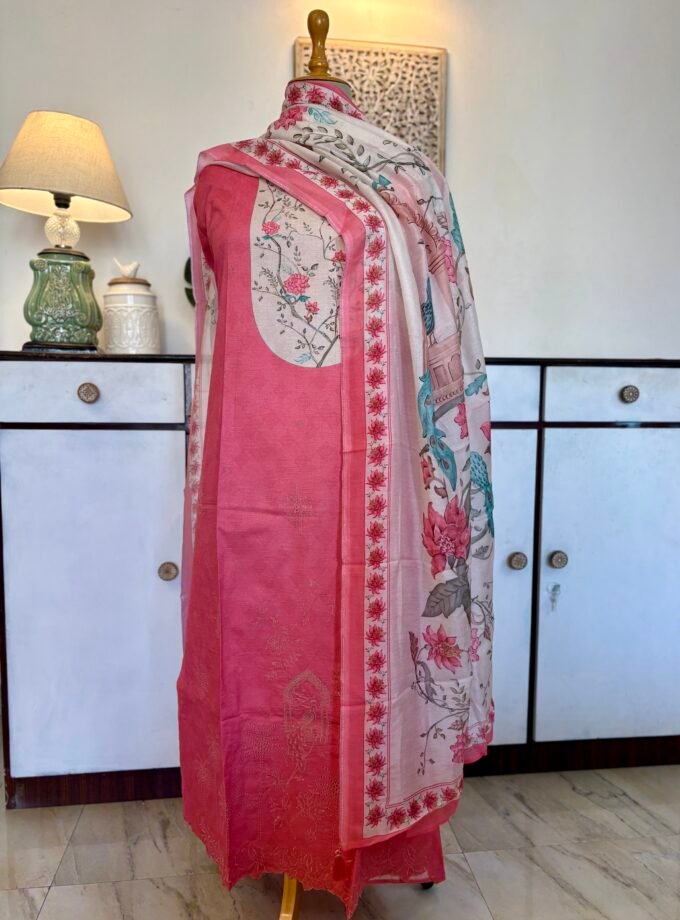 European Floral Inspired Lawn Cotton Salwars Salwars by Ikhtirah (Pink)