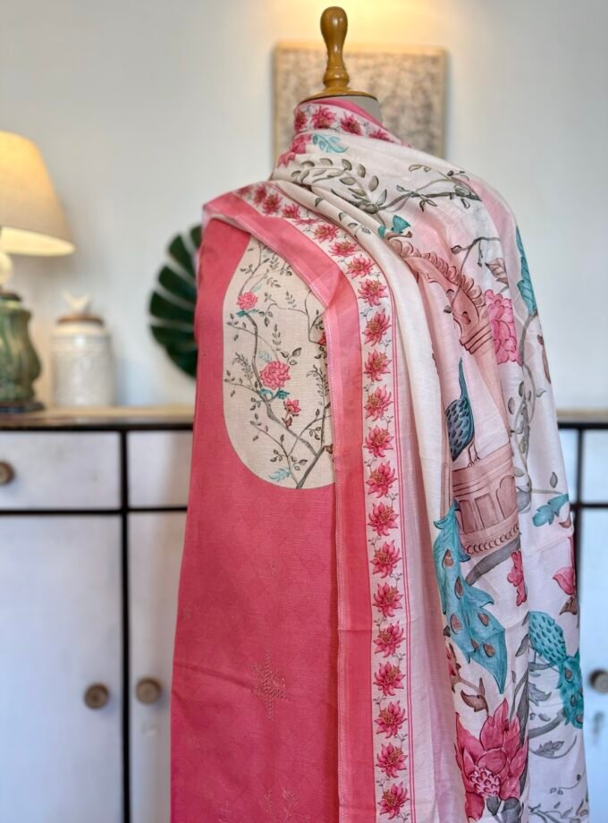 European Floral Inspired Lawn Cotton Salwars Salwars by Ikhtirah (Pink)