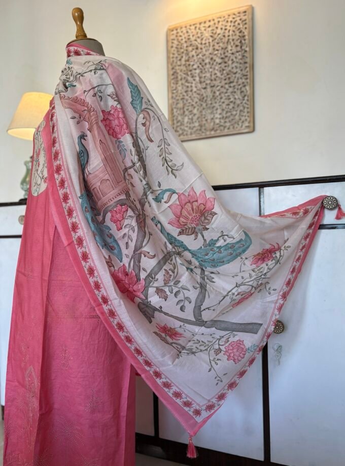 European Floral Inspired Lawn Cotton Salwars Salwars by Ikhtirah (Pink)