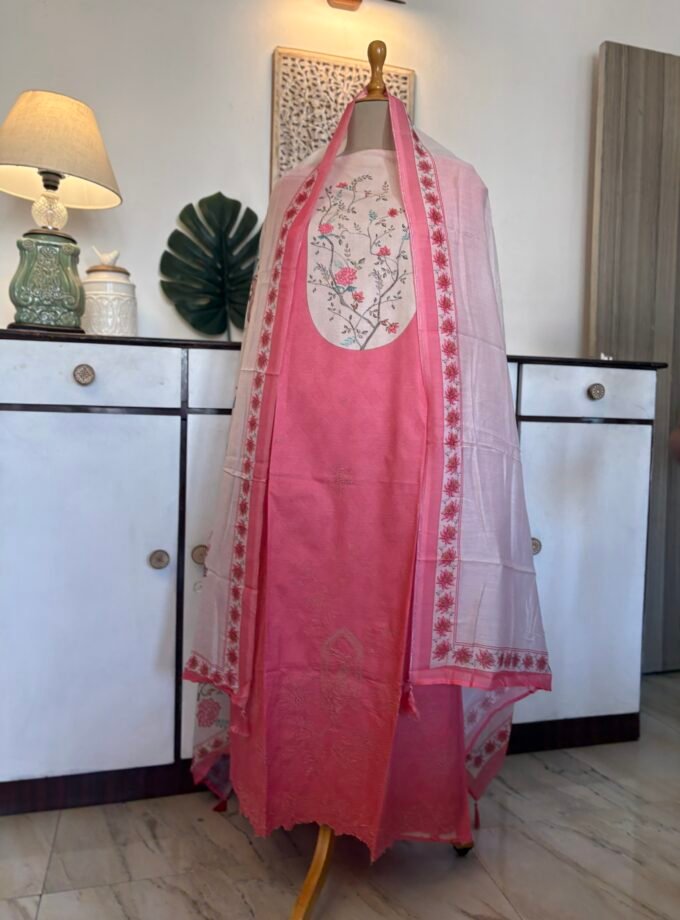 European Floral Inspired Lawn Cotton Salwars Salwars by Ikhtirah (Pink)