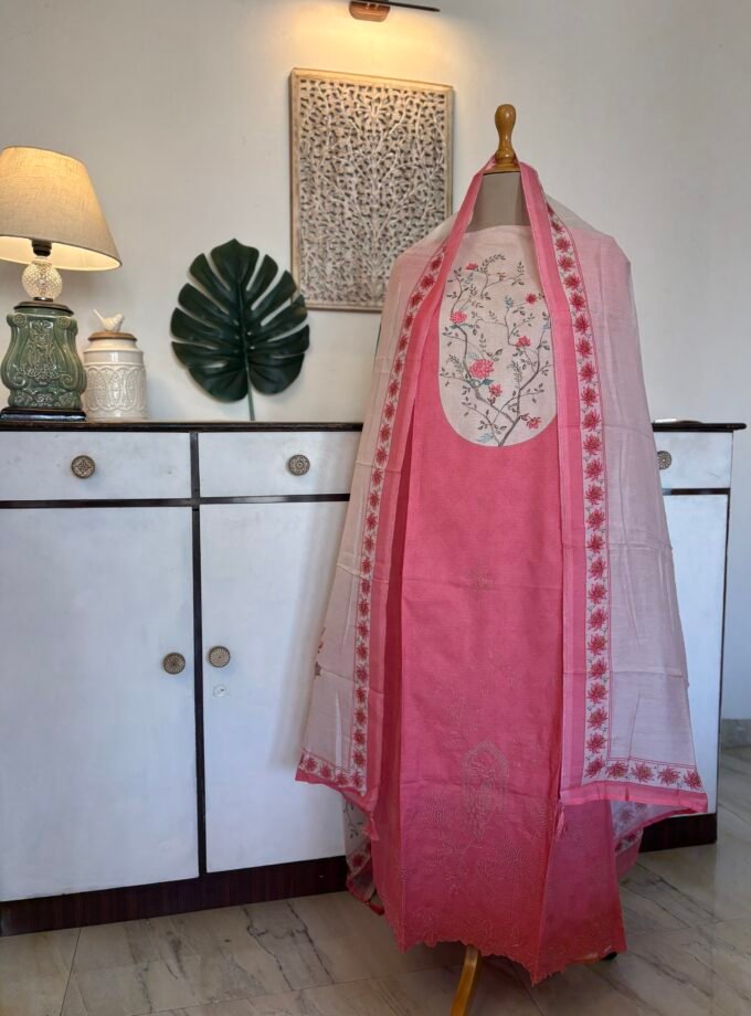 European Floral Inspired Lawn Cotton Salwars Salwars by Ikhtirah (Pink)