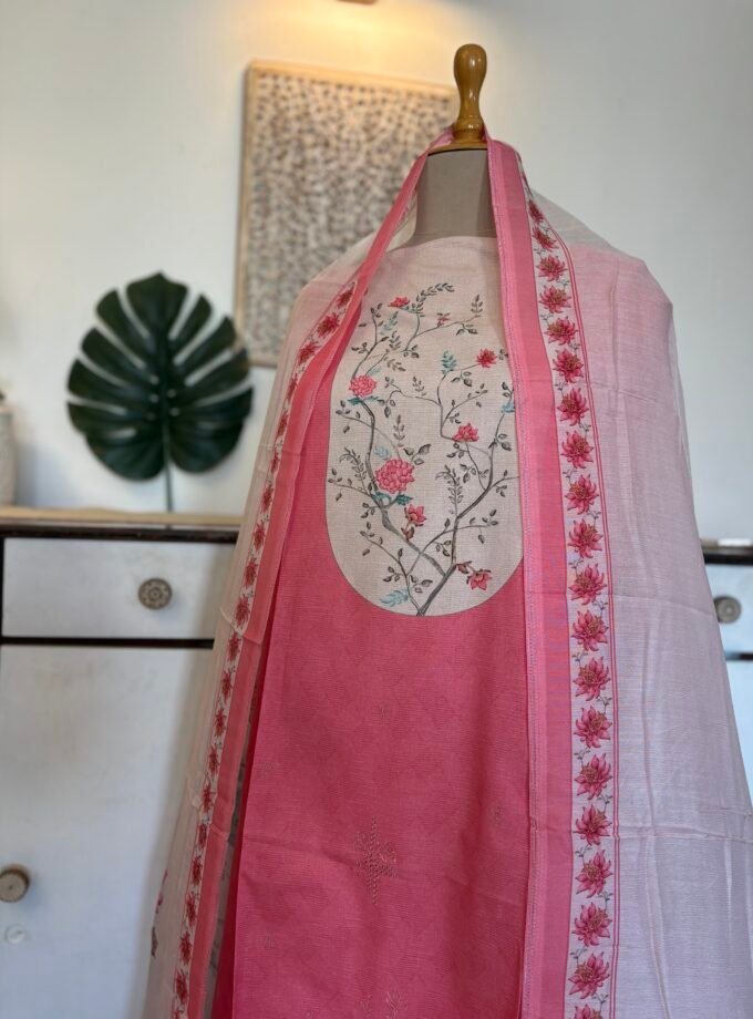 European Floral Inspired Lawn Cotton Salwars Salwars by Ikhtirah (Pink)