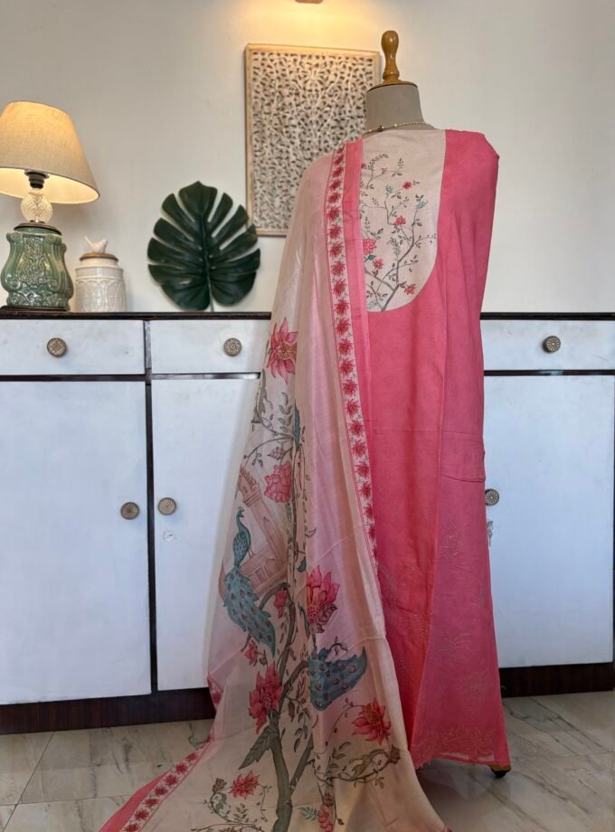 European Floral Inspired Lawn Cotton Salwars Salwars by Ikhtirah (Pink)