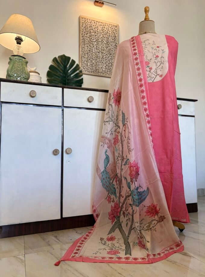 European Floral Inspired Lawn Cotton Salwars Salwars by Ikhtirah (Pink)