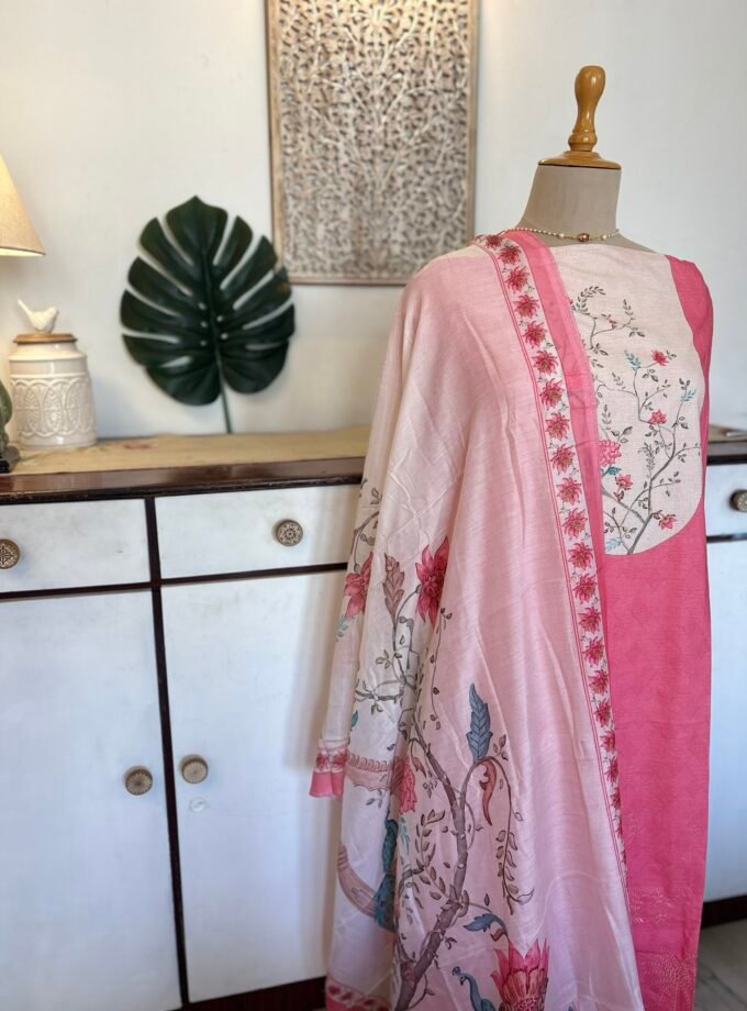 European Floral Inspired Lawn Cotton Salwars Salwars by Ikhtirah (Pink)