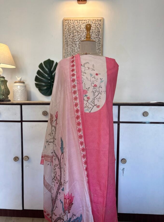 European Floral Inspired Lawn Cotton Salwars Salwars by Ikhtirah (Pink)