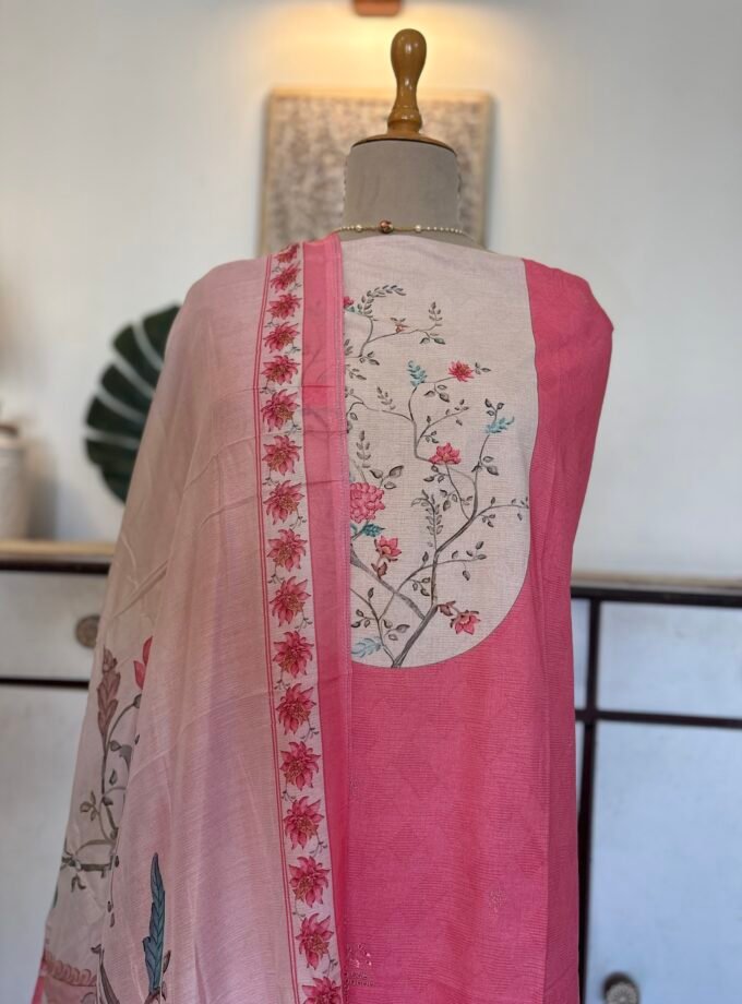 European Floral Inspired Lawn Cotton Salwars Salwars by Ikhtirah (Pink)