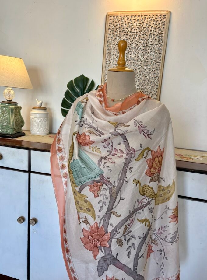 European Floral Inspired Lawn Cotton Salwars Salwars by Ikhtirah (Peach)