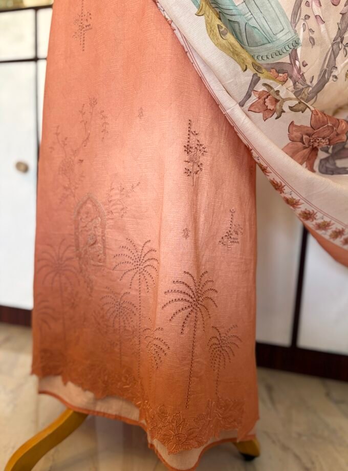 European Floral Inspired Lawn Cotton Salwars Salwars by Ikhtirah (Peach)