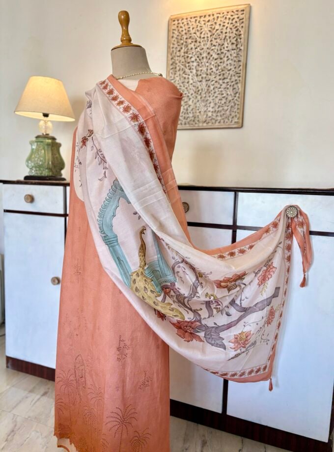 European Floral Inspired Lawn Cotton Salwars Salwars by Ikhtirah (Peach)
