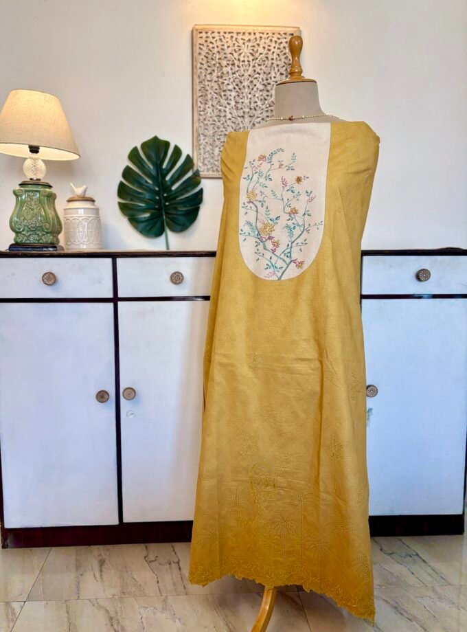 European Floral Inspired Lawn Cotton Salwars Salwars by Ikhtirah (Yellow)
