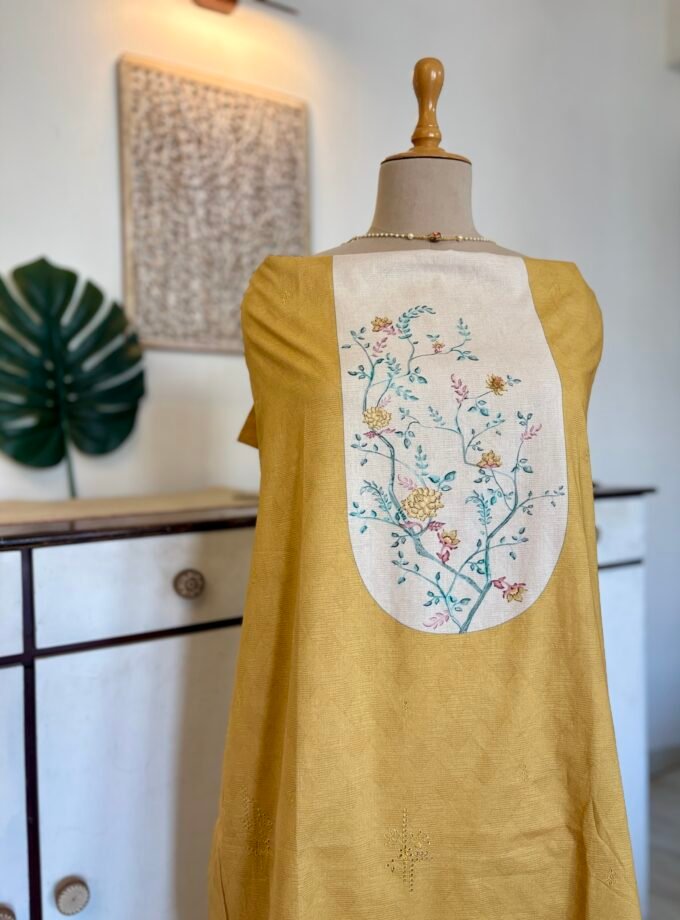 European Floral Inspired Lawn Cotton Salwars Salwars by Ikhtirah (Yellow)