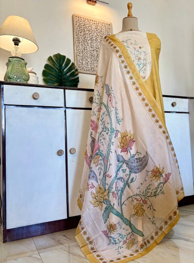 European Floral Inspired Lawn Cotton Salwars Salwars by Ikhtirah (Yellow)