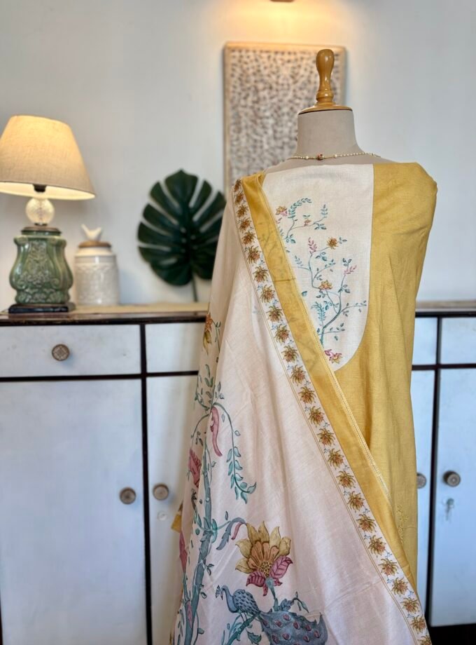 European Floral Inspired Lawn Cotton Salwars Salwars by Ikhtirah (Yellow)