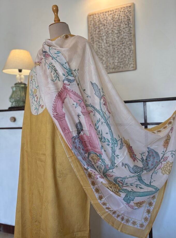 European Floral Inspired Lawn Cotton Salwars Salwars by Ikhtirah (Yellow)