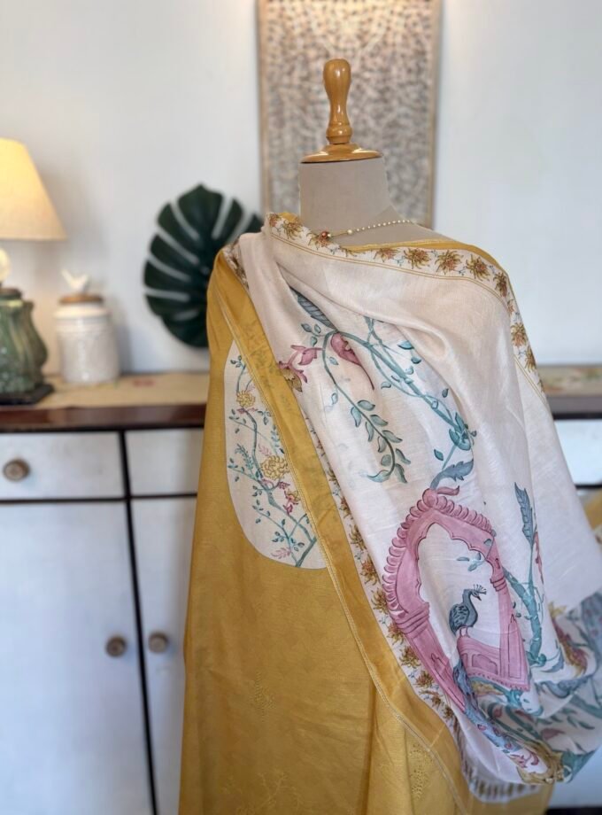 European Floral Inspired Lawn Cotton Salwars Salwars by Ikhtirah (Yellow)