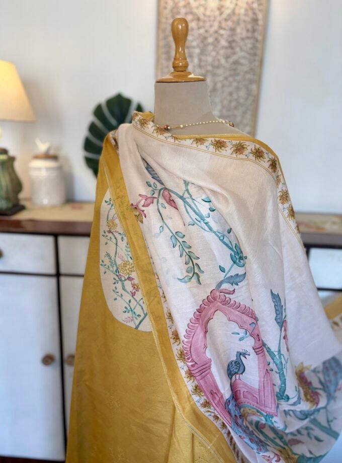 European Floral Inspired Lawn Cotton Salwars Salwars by Ikhtirah (Yellow)