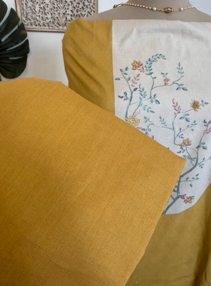 European Floral Inspired Lawn Cotton Salwars Salwars by Ikhtirah (Yellow)