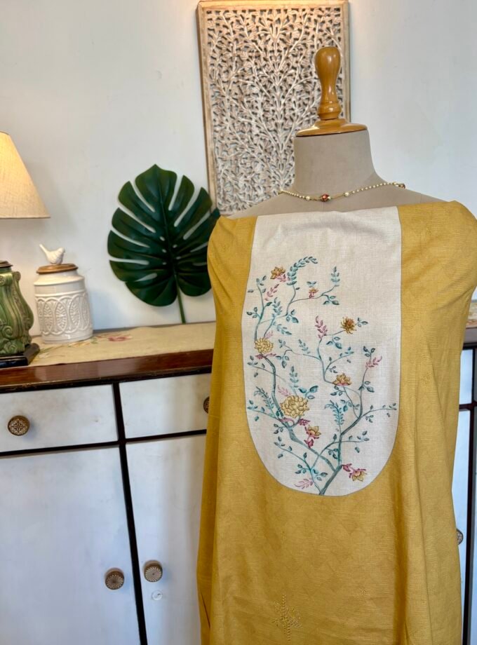 European Floral Inspired Lawn Cotton Salwars Salwars by Ikhtirah (Yellow)