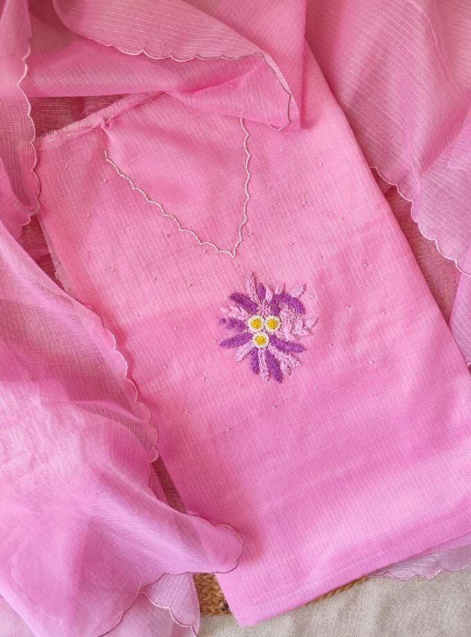 Hand Knot and Bead Worked Kota by Kota Salwars by Ikhtirah (Pink)