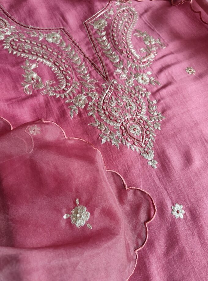 Embroidered Manual Pittan worked Muslin Silk Salwars by Ikhtirah