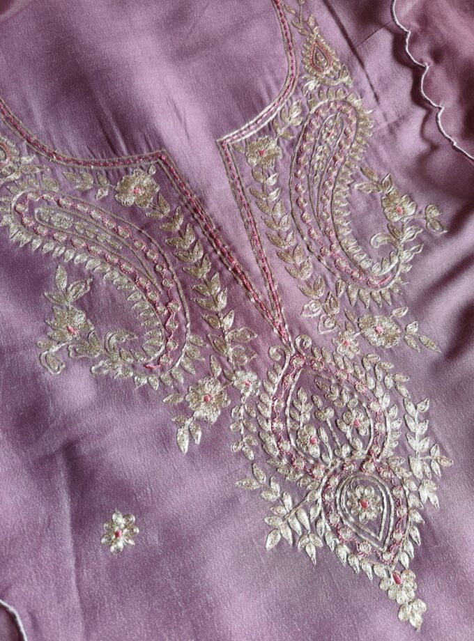 Embroidered Manual Pittan worked Muslin Silk Salwars by Ikhtirah