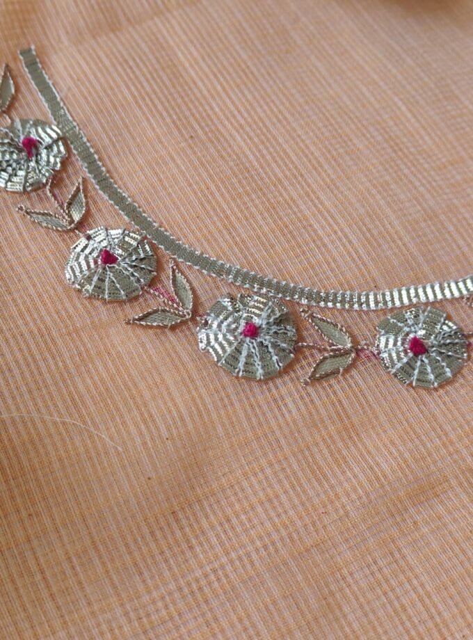 Hand Katcha Gota Patti Worked Kota Doriya Salwars by Ikhtirah (Peach)