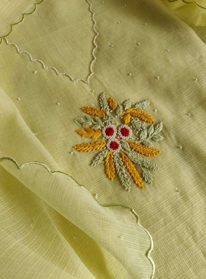 Hand Knot and Bead Worked Kota by Kota Salwars by Ikhtirah (green)