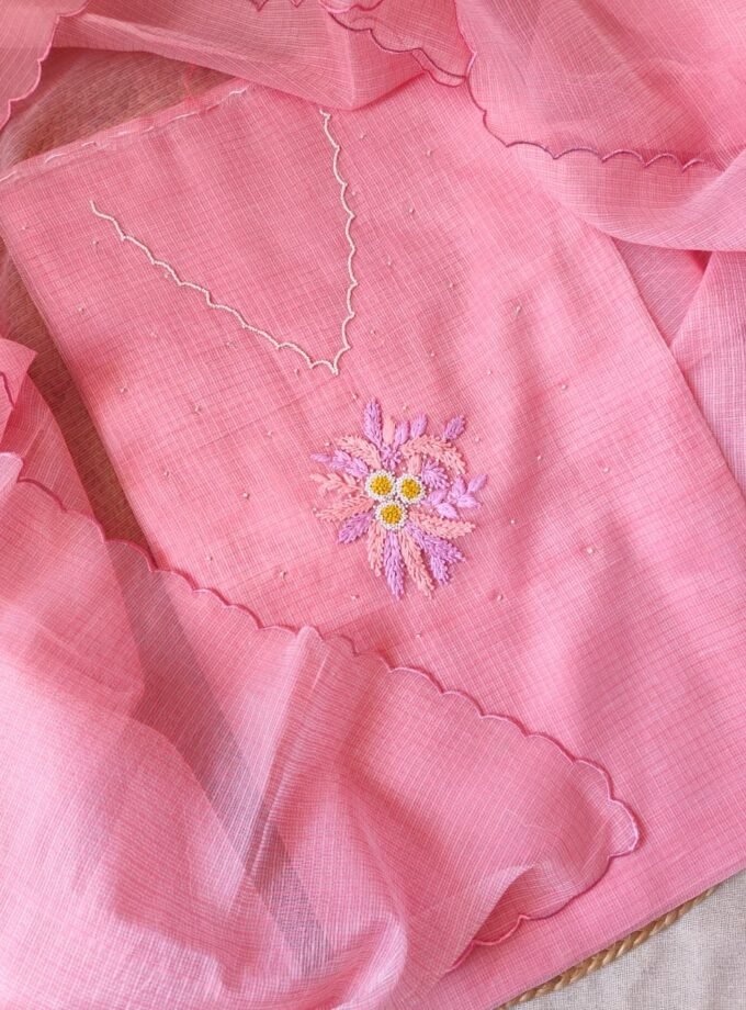 Hand Knot and Bead Worked Kota by Kota Salwars by Ikhtirah (Peachish Pink)