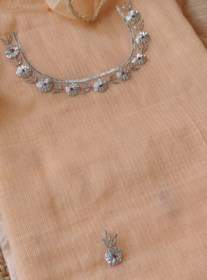 Hand Katcha Gota Patti Worked Kota Doriya Salwars by Ikhtirah (Peach)