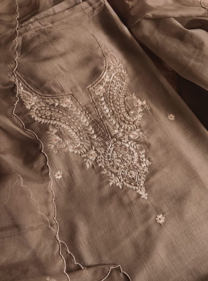 Embroidered Manual Pittan worked Muslin Silk Salwars by Ikhtirah