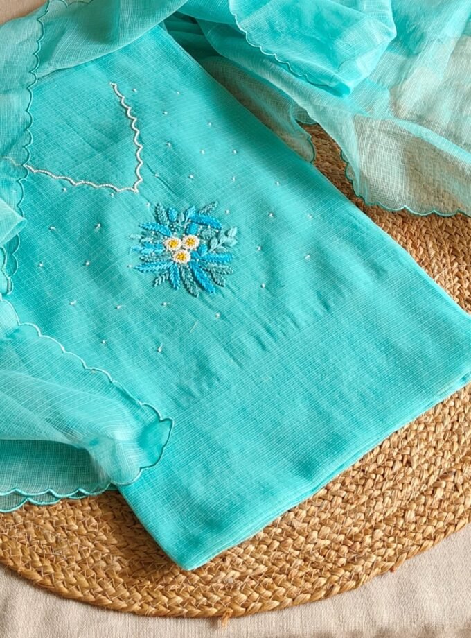 Hand Knot and Bead Worked Kota by Kota Salwars by Ikhtirah (blue)