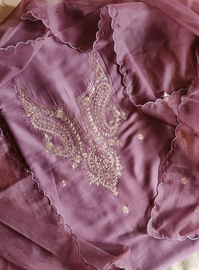 Embroidered Manual Pittan worked Muslin Silk Salwars by Ikhtirah