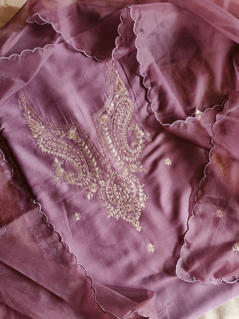 Embroidered Manual Pittan worked Muslin Silk Salwars by Ikhtirah