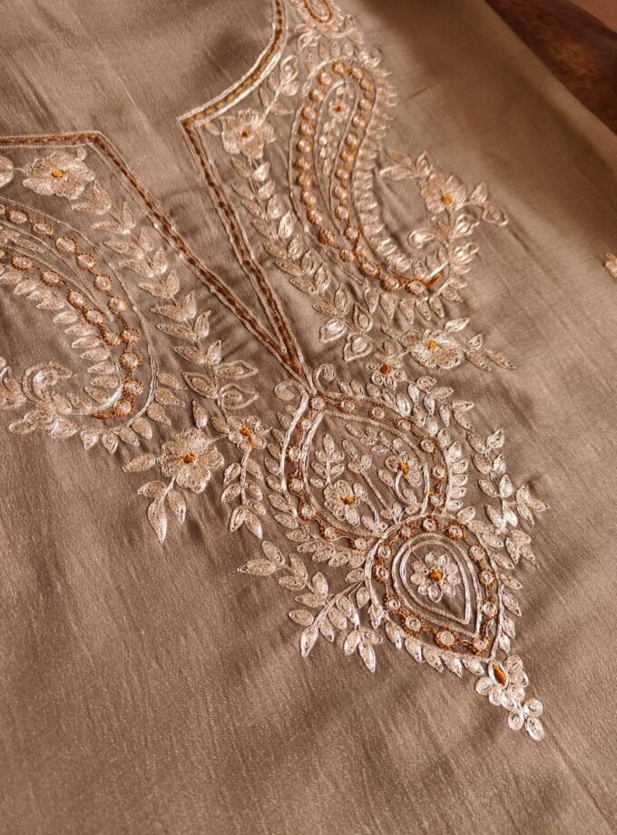 Embroidered Manual Pittan worked Muslin Silk Salwars by Ikhtirah