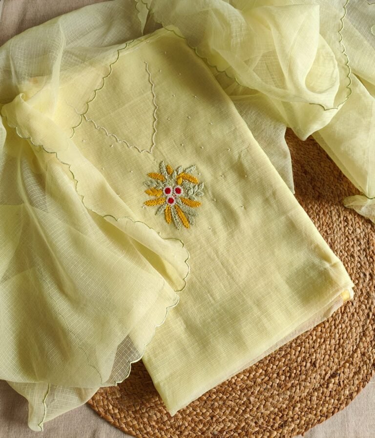 Hand Knot and Bead Worked Kota by Kota Salwars by Ikhtirah (green)