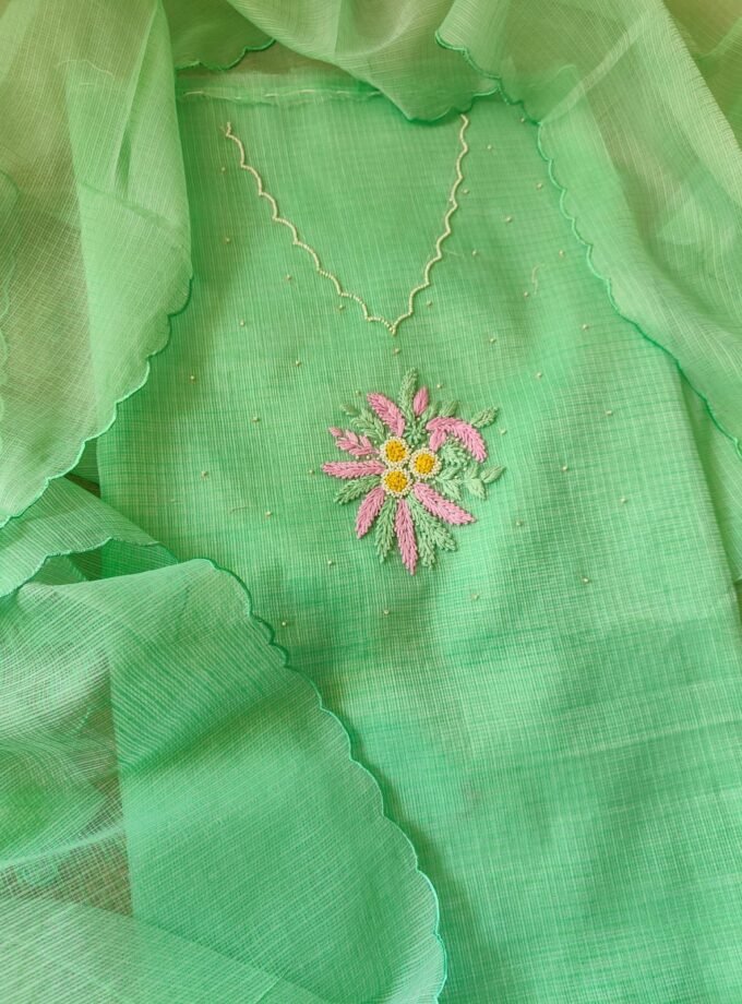 Hand Knot and Bead Worked Kota by Kota Salwars by Ikhtirah (green)