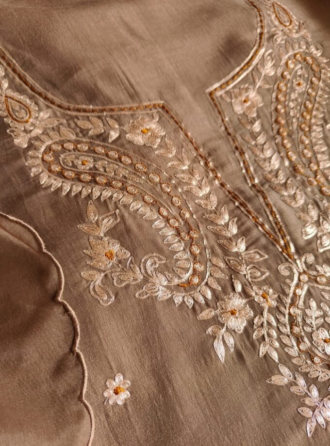 Embroidered Manual Pittan worked Muslin Silk Salwars by Ikhtirah